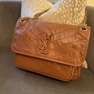 Saint Laurent Niki medium bag, 100% calf leather, light burnt